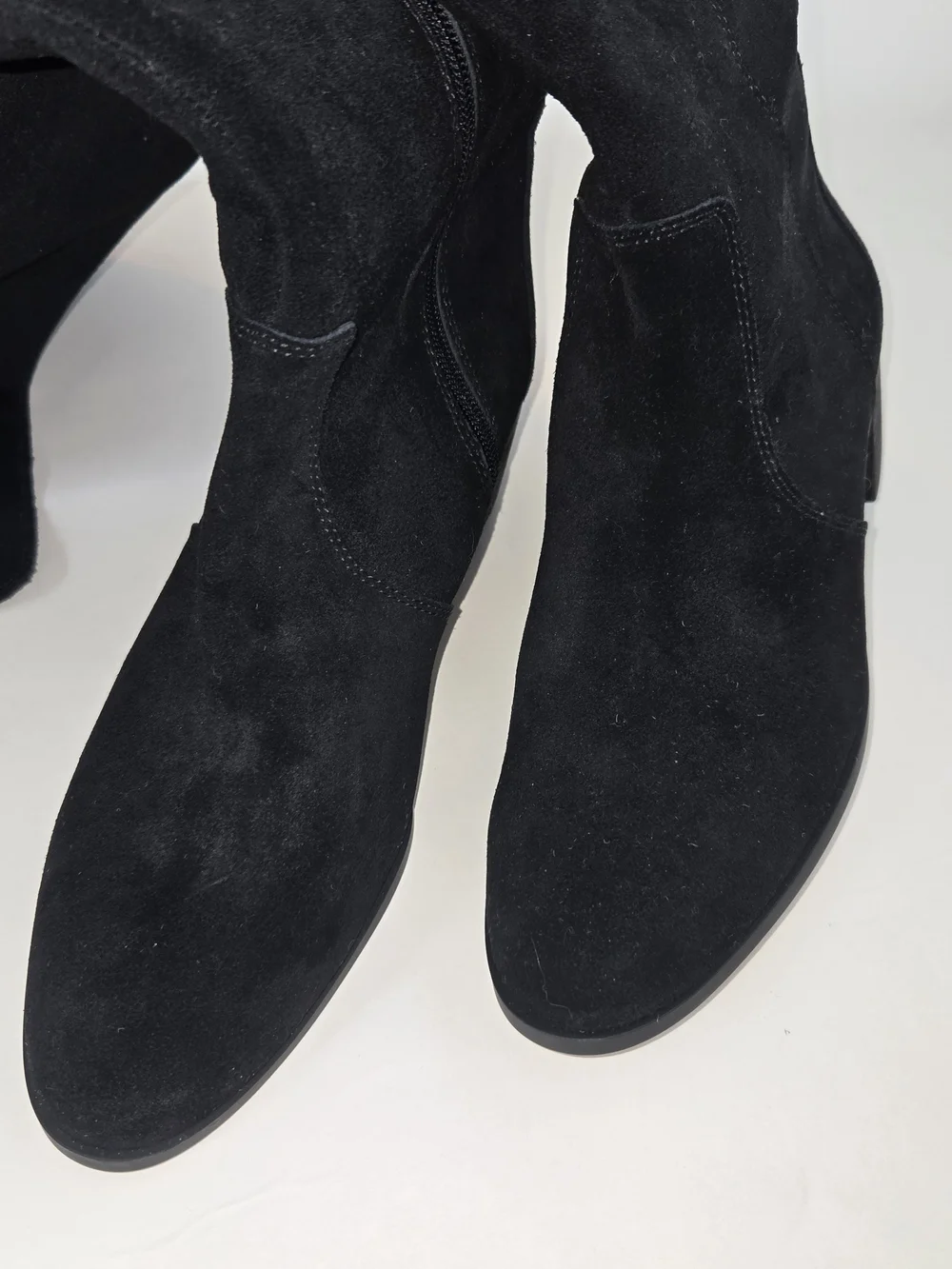 Corso Como Black Suede Over The Knee Boots Low Chunky Block Heel Side Zip Boot 9